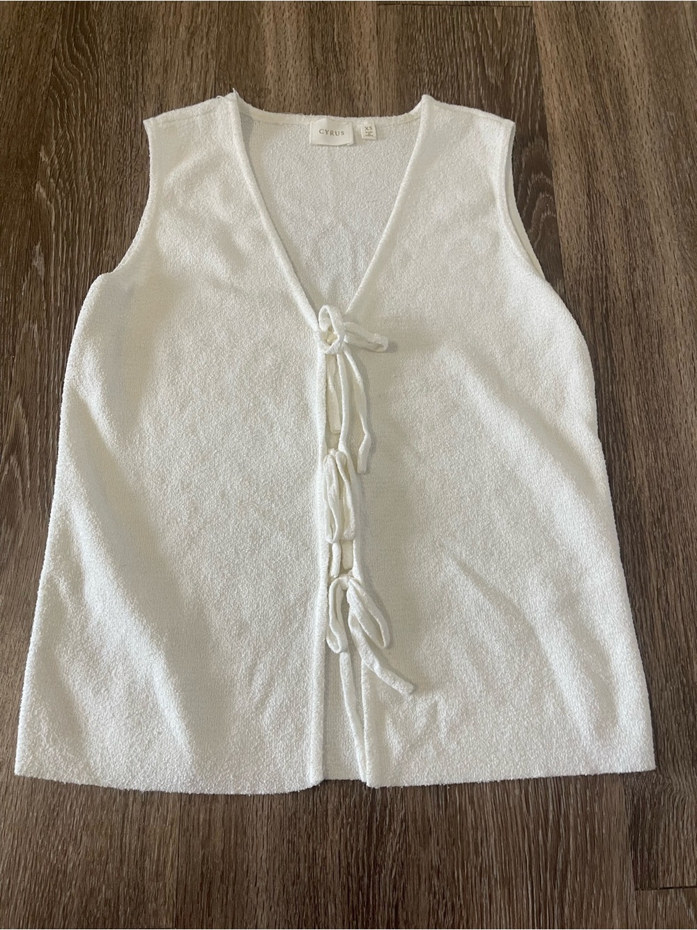 Cyrus White Tie-Front Sleeveless Tank